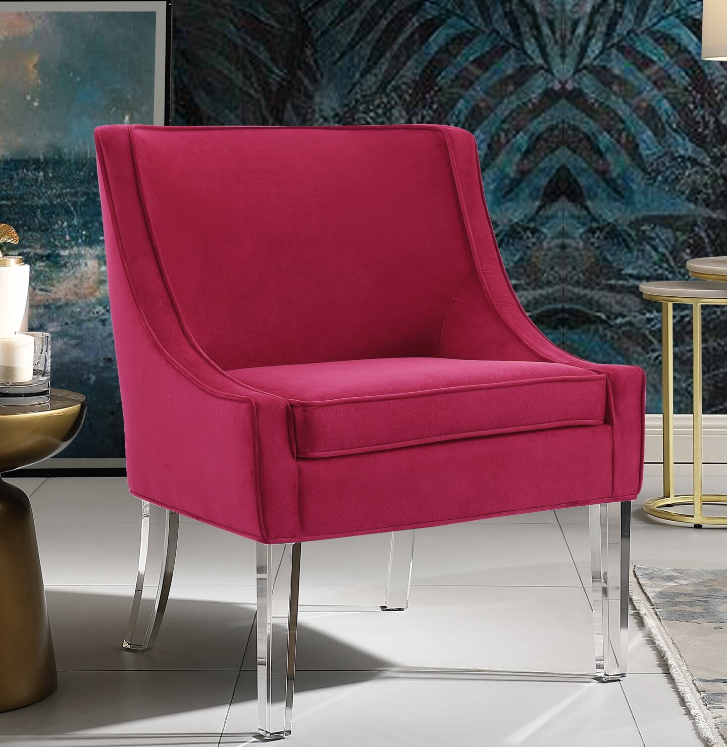 Marlon Velvet Slipper Chair, Versatile use Accent chair provides extra
