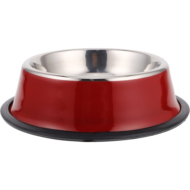 1 cuenco de acero inoxidable de 18 cm para mascotas, comedero para perros y gatos (rojo)