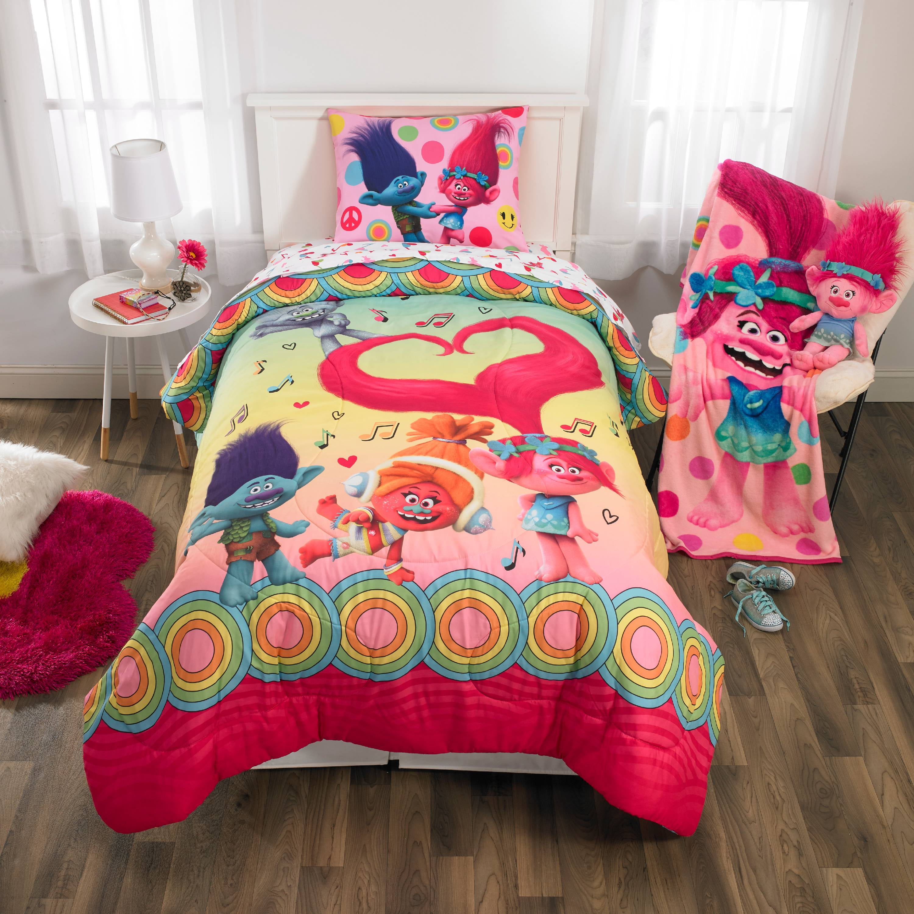 Trolls Full Comforter & Sheet Set (5 Piece Bed In A Bag)