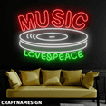 thumbnail image 2 of Craftnamesign Music Love & Peace Led Sign, Music Room Wall Art, Retro Record Wall Decor, 2 of 4