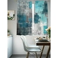 thumbnail image 4 of Teal Grey Sheer Curtains 72 Inch Length 2 Panels Set for Living Room/Bedroom, Modern Oil Painted Abstract Art Aesthetics Curtain Sheers Drapes Rod Pocket Curtains Window Treatment Set 52''x72''x2, 4 of 7