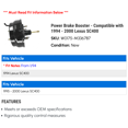 thumbnail image 2 of Power Brake Booster - Compatible with 1994 - 2000 SC400 1995 1996 1997 1998 1999, 2 of 2