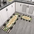 thumbnail image 3 of Green Plaid Rugs and Mats Non Skid Washable Absorbent Microfiber Soft Kitchen Mat for Floor Set Of 2 Decor Stain Resistant 17"x47"+17"x30", 3 of 7