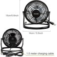 thumbnail image 2 of Mini ventilador USB, rotación de 360 grados, 4 pulgadas, portátil, silencioso, para escritorio o mesa de PC, cochecito de bebé, hogar, oficina, camping, viajes, color negro, 2 of 5