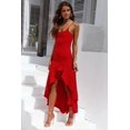 thumbnail image 1 of Women's Summer Cross U Neck Dress Bohemian Flowy Long Maxi Dresses, Red, 3XL, 1 of 5