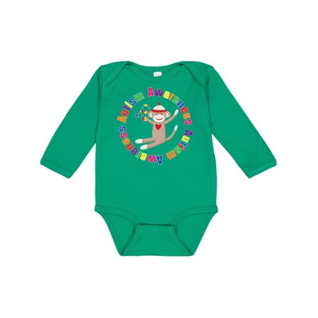 

Inktastic Autism Awareness Sock Monkey Gift Baby Boy or Baby Girl Long Sleeve Bodysuit