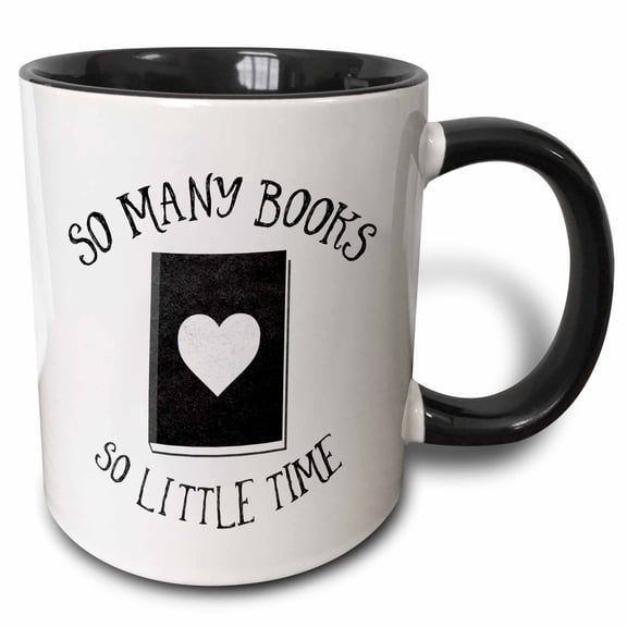 3drose, So Many Books So Little Time, 11oz Two-tone Black Mug