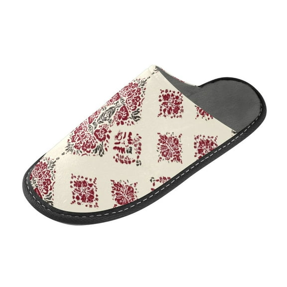 IAUYY Memory Foam House Slippers Suitable for Both Men and Women. Comfortable, Anti-Slip Plush Flat-Bottomed Slippers The Best Holiday Gift Red and White