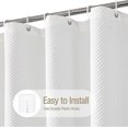 thumbnail image 4 of White Shower Curtain, 3D Embossed Textured Herringbone Fabric Modern Farmhouse Bathroom Decor Soft Cloth Curtain Set with Hooks, 72x72, 4 of 4