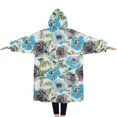 thumbnail image 2 of Oversized Wearable Blanket Hoodie,Pioneer Flower Floral Print Pattern Sherpa Blanket Hoodie with Super Pockets,Super Warm Fuzzy Pullover for Women & Men, 2 of 6