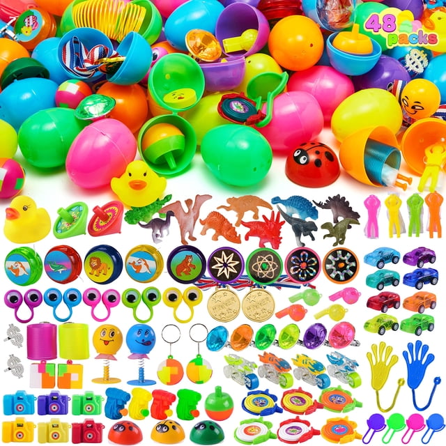 Huevos de Pascua JOYIN, 48 unidades, con juguetes en el interior, para niños y niñas