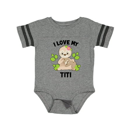 

Inktastic Cute Sloth I Love My Titi with Green Leaves Gift Baby Boy or Baby Girl Bodysuit