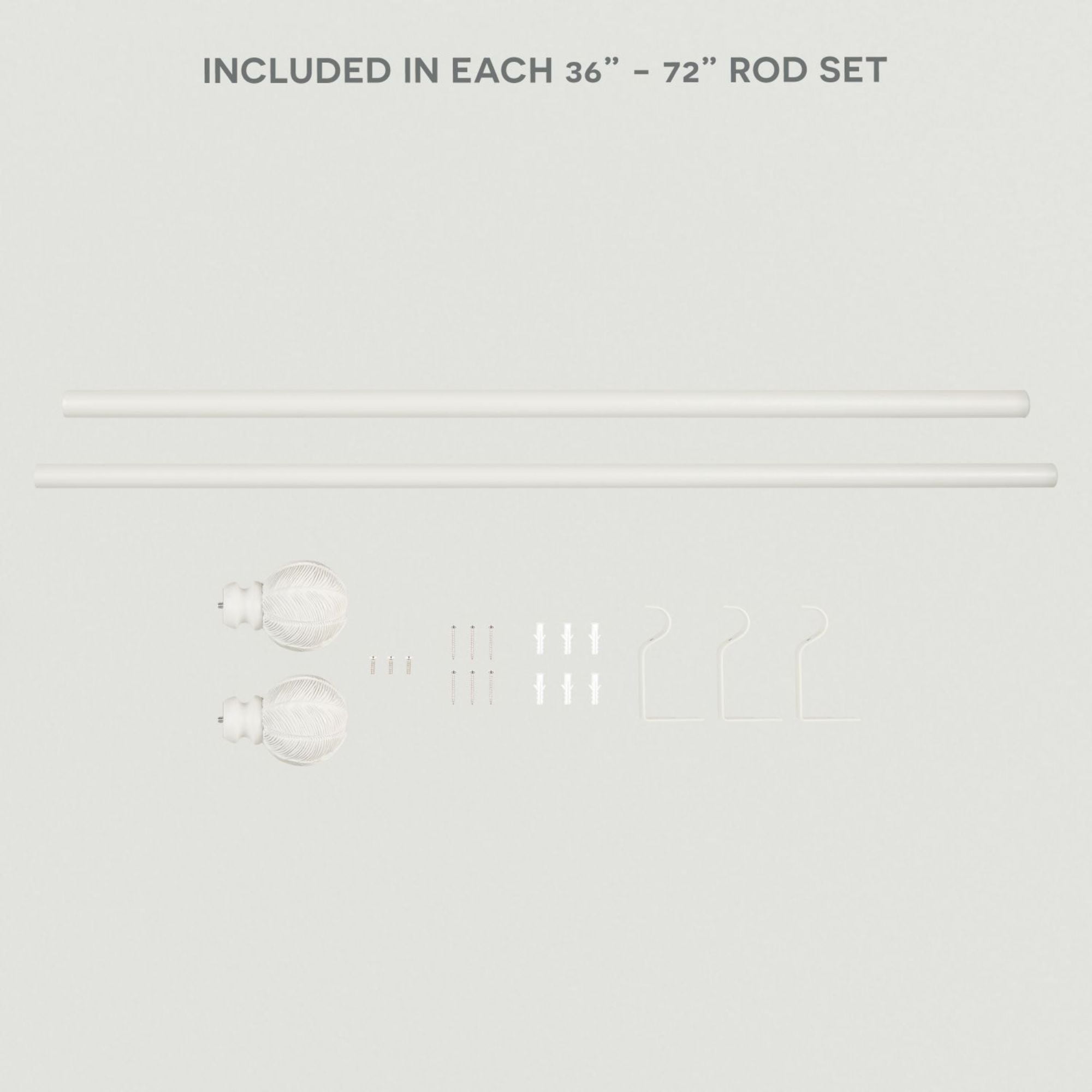 Exclusive Home Acanthus 1" Window Curtain Rod and Finial Set, Adjustable 36"-72", Off White