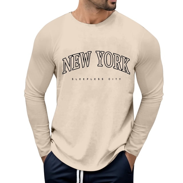 Ketyyh-chn99 Chemises en Lin pour Homme Vêtements d'Automne Homme Mode Automne et Hiver Lettre Col Rond Manches Longues T-Shirt Hauts Rétro Kaki, TG