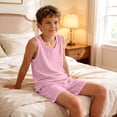 thumbnail image 3 of ATOGUTA Boys Summer Outfits Sleeveless Tank Tops and Workout Shorts Set 2 Piece Clothing Set Size 0-15, Pink, 3 of 7