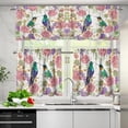 thumbnail image 3 of Hummingbird Flower Window Curtain 3 Piece Pink Hummingbird Spring Curtains Coffee Shop Window Valance and Tier Insulation Curtains for Room S, 3 of 6