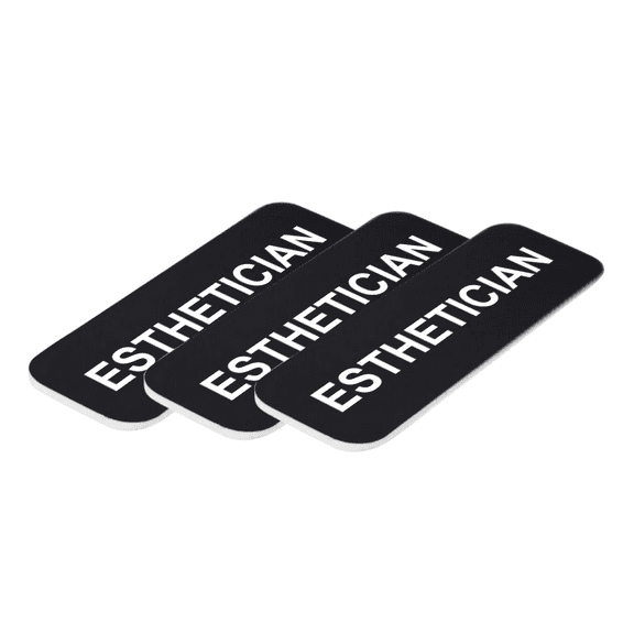Esthetician 1 x 3" Name Tag/Badge, Black, (3 Pack)