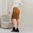 thumbnail image 6 of Yungyresw Women's High Waisted Pencil Skirts Knee Length Solid Bodycon Mini Skirts Fall Winter Business Office Elegant Outfits Khaki S, 6 of 8
