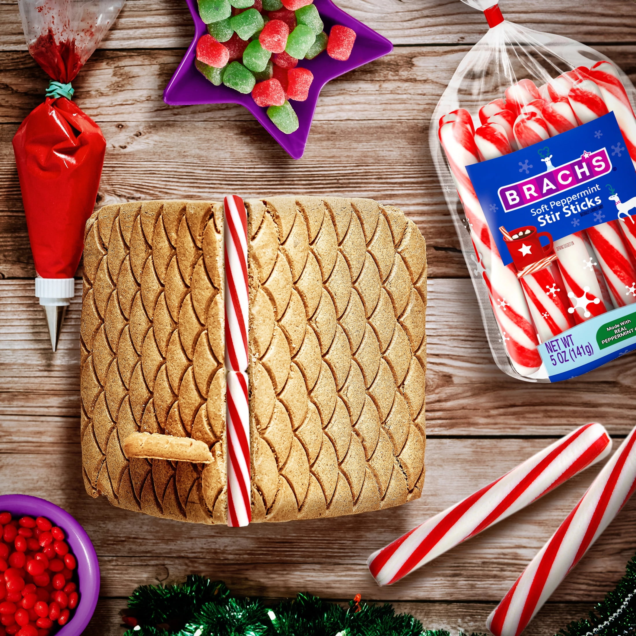 (2 pack) Brach's Holiday Soft Peppermint Stir Sticks Bag, Christmas Candy, Hot Chocolate Stir Sticks, 5oz
