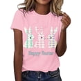 thumbnail image 2 of Easter Shirt for Women Vintage Rabbit And Floral Wreath Graphic T-Shirt Short Sleeve Crewneck Casual Style Festival Apparel Easter Gift, 2 of 5