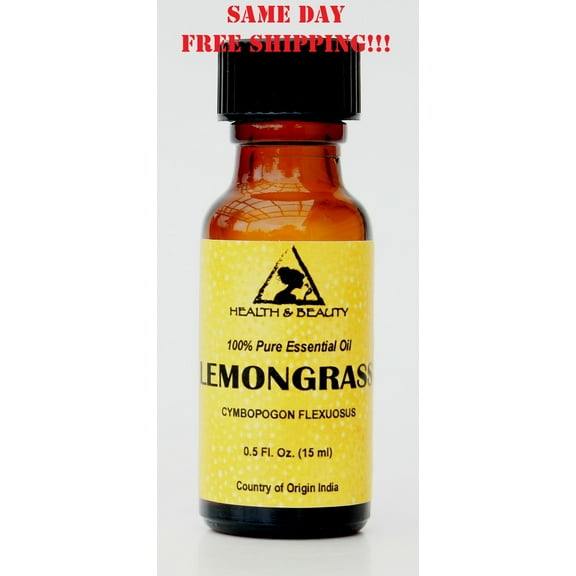 LEMONGRASS ESSENTIAL OIL AROMATHERAPY NATURAL 100% PURE GLASS BOTT 0.5 OZ, 15 ml