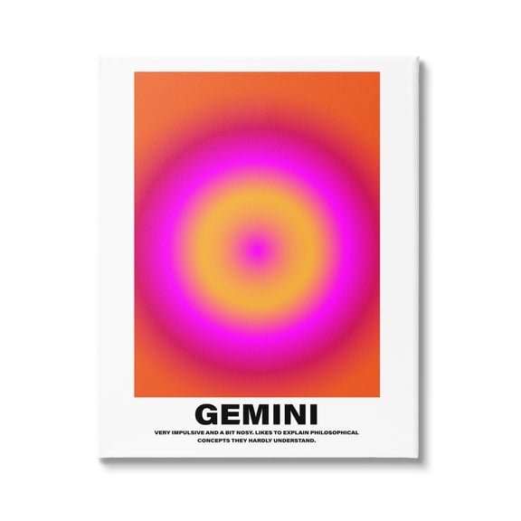 Stupell Industries Funny Gemini Astrology Abstract Painting Gallery Wrapped Canvas Art Print Wall Art, 16 x 20