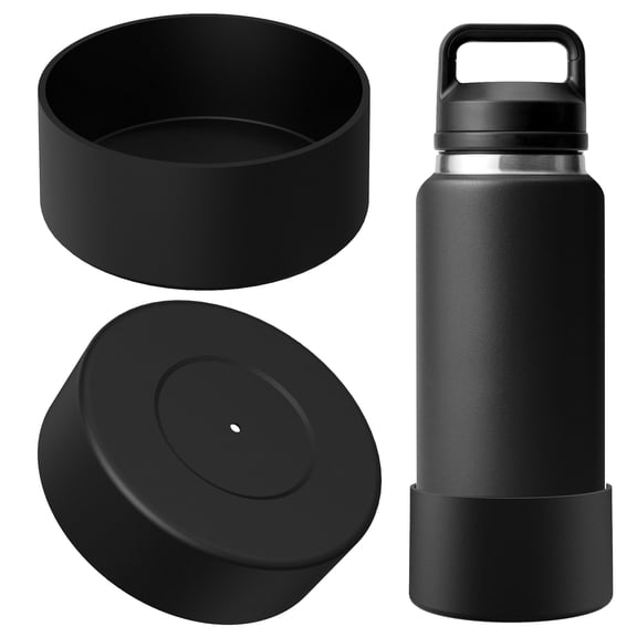 Linkidea Water Bottle Boot Compatible with YETI Rambler Bottle 36oz, Yonder 50oz, Silicone Anti-Slip Water Bottle Bottom Sleeve Cover Protector (Black / 2 Pack)