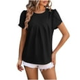 thumbnail image 2 of Fesfesfes Women's T-Shirts Women's Fashion Solid Round Neck Short Sleeves Casual T-Shirt Top Women Tops XL(US:10), 2 of 4