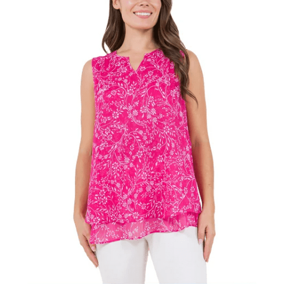 Cristina B Womens' Sleeveless Blouse (Beetroot, Large)