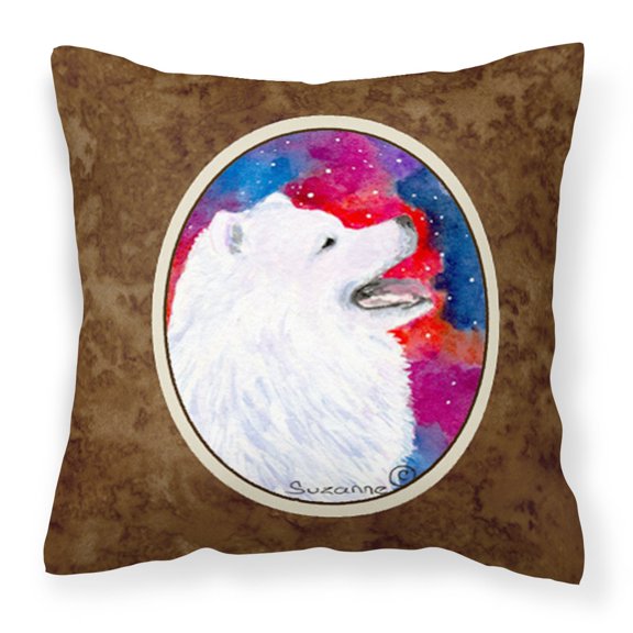 Carolines Treasures SS8752PW1414 Samoyed Fabric Decorative Pillow, 14Hx14W, multicolor