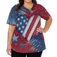 thumbnail image 3 of Womens 4th of July Scrub Tops Casual Short Sleeve USA Flag Print Scrubs V Neck USA 250th Anniversary Celebration Party Scrub Shirts Medical Nurse Uniform Nursing Workwear with Pockets Navy 3XL, 3 of 5