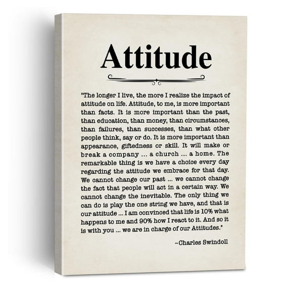 Inspirational Wall Decor Attitude Quote Canvas Painting Framed Wall Art Decor for Home Office, Motivational Canvas Poster Print Decorative Gift