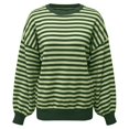 thumbnail image 5 of Womens Sweaters Stripe Open Back Contrast Color Loose Long Sleeve Tops Fall Winter Knit Blouse Daily Wear, 5 of 6