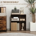 thumbnail image 4 of HOMCOM Wood Small Bookshelf 2 Tier Storage Rack Chest Unit Home Office Furniture Walnut, 4 of 10