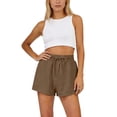 thumbnail image 5 of LNZGNM Women Sweat Shorts Casual Elastic Waist Lounge Shorts Drawstring Athletic Shorts with Pockets,Coffee 2XL, 5 of 6