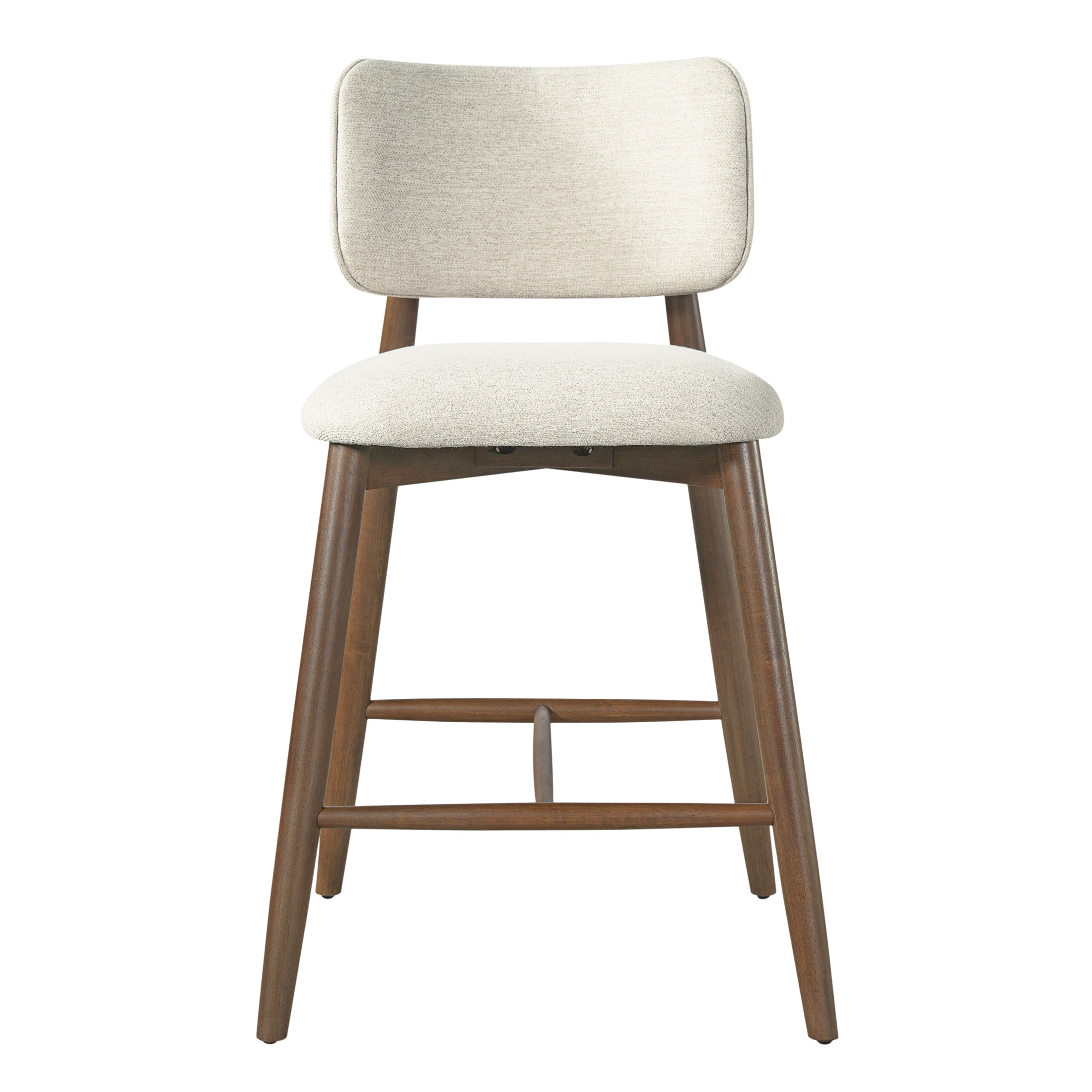 Christopher Knight Home 25.7" Modern Counter Height Bar Stools Set of 2, Rubberwood Frame, Beige+Walnut