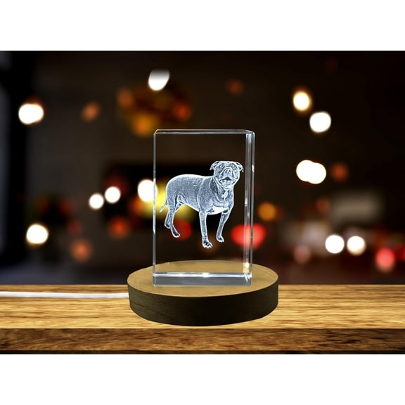 Loyal Guardian: 3D Engraved Crystal American Pit Bull Terrier
