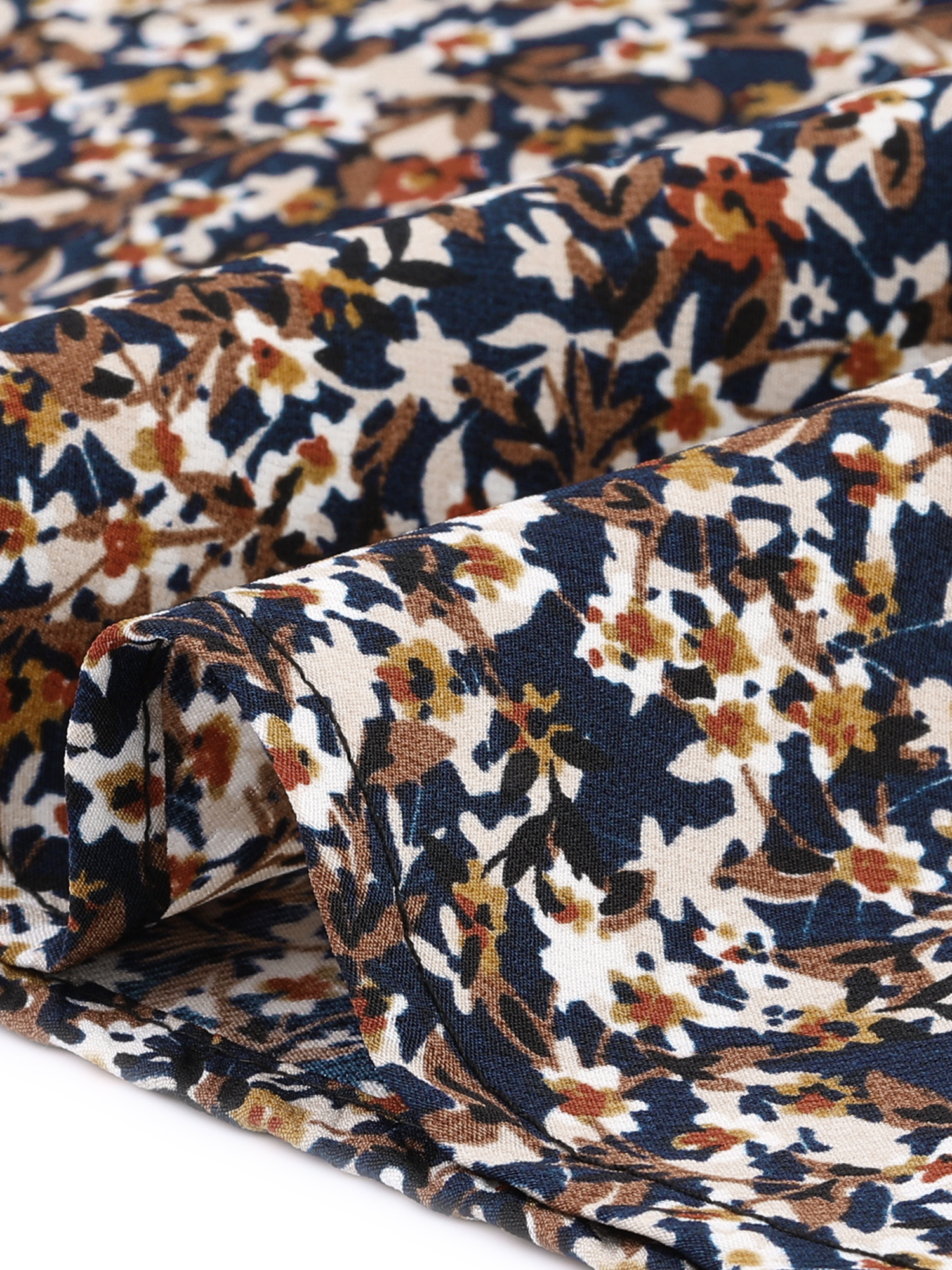 DARING DIVA Plus Size Boho Floral Notched V Neck Ruffle Sleeve Dress 4X Navy Blue