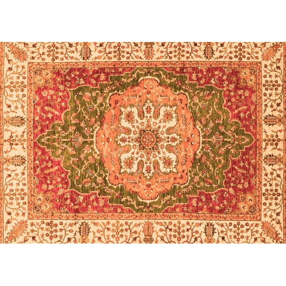 Ahgly Company Indoor Rectangle Oriental Orange Modern Area Rugs, 2' x 4'
