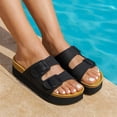thumbnail image 5 of Cushionaire Plane Comfortable Platform Womens Sandals with Double Buckle Straps and Genuine Suede Cushioned Footbed, Wide Widths Available, 5 of 14