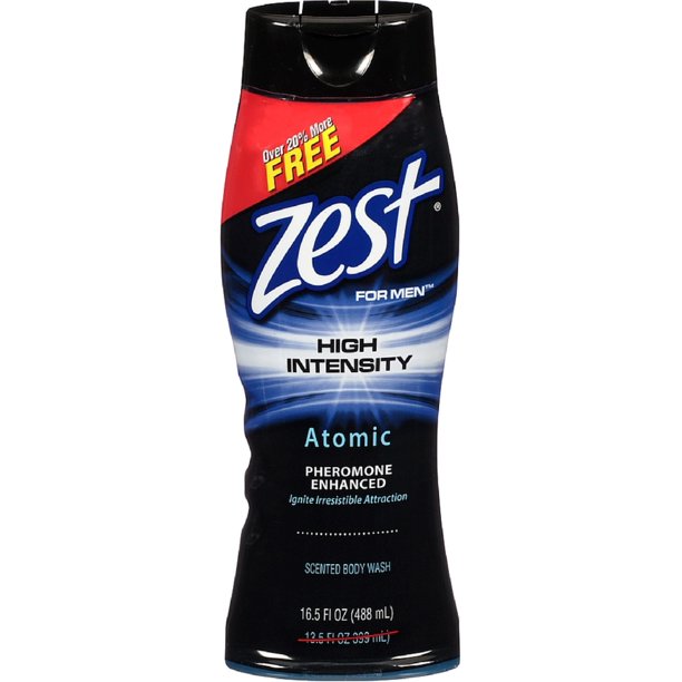 Zest For Men High Intensity Body Wash, Atomic 16.5 oz (Pack of 6