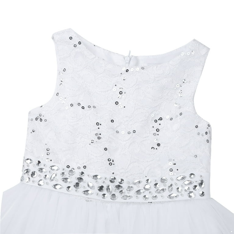 Kaerm Girls Glitter Lace Flower Girl Dress Princess Wedding Bridesmaid  Pageant Party Fairy Dress White 8 - Walmart.com