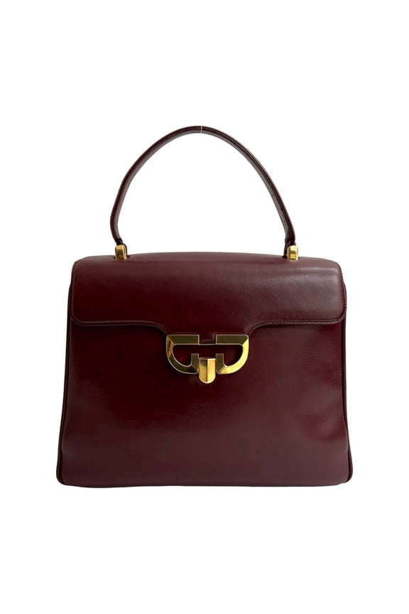 Pre-Owned GUCCI Old Gucci G Logo Motif Leather Handbag Mini Tote Bag Wine Red 25312 (Good)