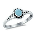thumbnail image 4 of Bali Design Oxidized Style Larimar CZ Ring 925 Sterling Silver Size 5, 4 of 7