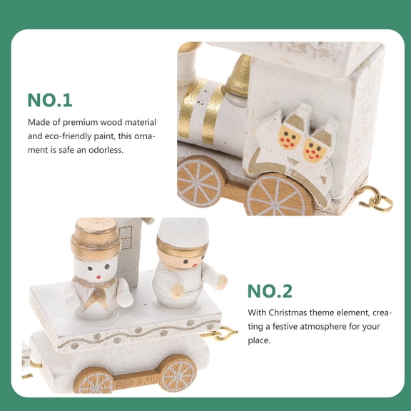 TEHAUX Wooden Christmas Train Toy White Wood 1Set 8.3x2In