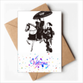 thumbnail image 1 of Japan Women Riding Horse Sketch Welcome Back Greeting Cards Envelopes Blank, 1 of 3