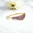 thumbnail image 2 of JEWELRYTREASURE 6x3 mm Purple Amethst Wedding Ring Yellow Gold Curved Band Art Deco Handmade Jewelry Baguette Cut Gemstone Ring Birthday Gift for Her, 2 of 4