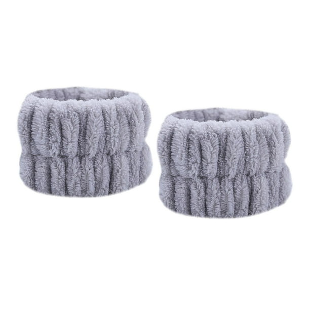 1 Par de Muñequeras para Lavarse La Cara, Muñequera de Microfibra para SPA, Toalla para Lavar El Cabello, Lavable, Suave, Agradable a La Piel Y Durade Gris Macarena Lavado de pulseras