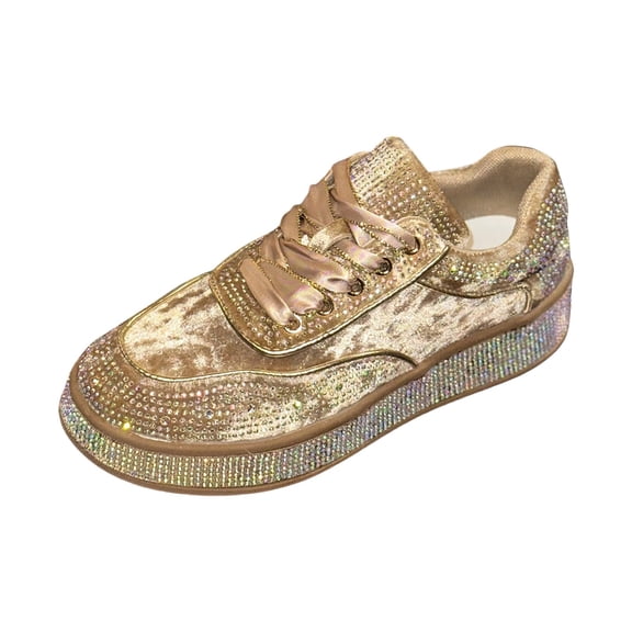 Rhinestone Sneakers for Women Platform Sparkly Glitter Bling Tennis Shoes Fashion Bedazzled Wedding Bridal Party Walking Sneakers, Cute Bowknot Glitter Bling Loafers