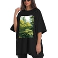 thumbnail image 4 of Plus Size Shirt for Women Black Tops for Women Short Sleeves Shirt for Women Trees And Bushes 1 T Shirt Crewneck Shirt for Women 4XL, 4 of 5